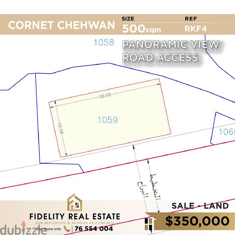 Land for sale in Cornet chehwan RKF4 أرض للبيع  في قرنة شهوان 0