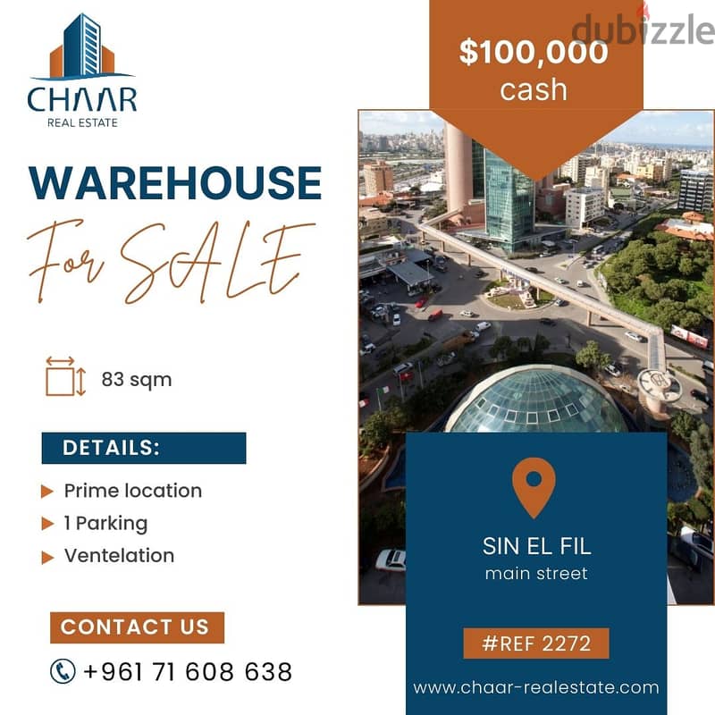 #R2272 - Warehouse for Sale in Sin El Fil 0