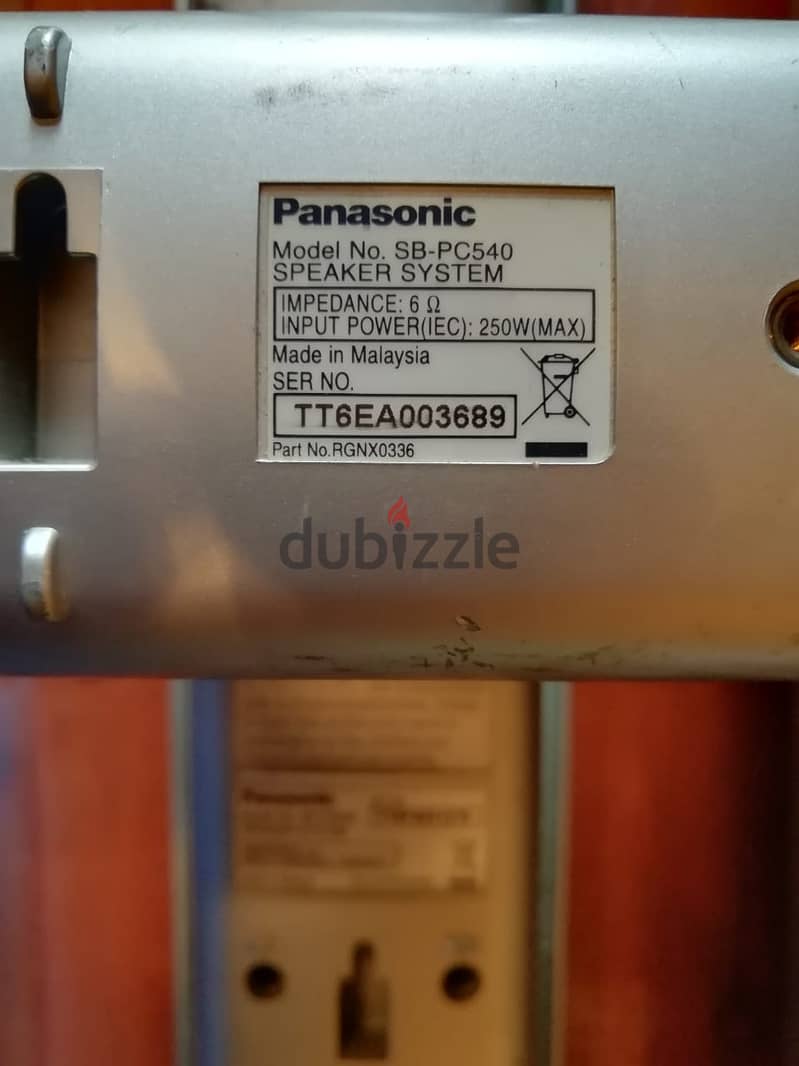 Four Panasonic surround speakers 1 center 2 front 1 back 2