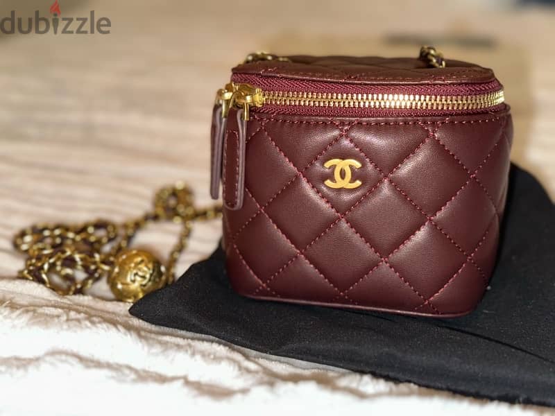 Mini Chanel Vanity Copy A Bordeaux color comes with dustbag and box 0