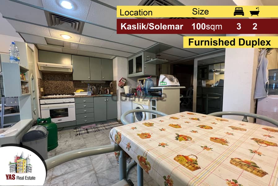 Kaslik/Solemar 100m2 | Furnished Duplex | Sea View | Classic | EH | 0