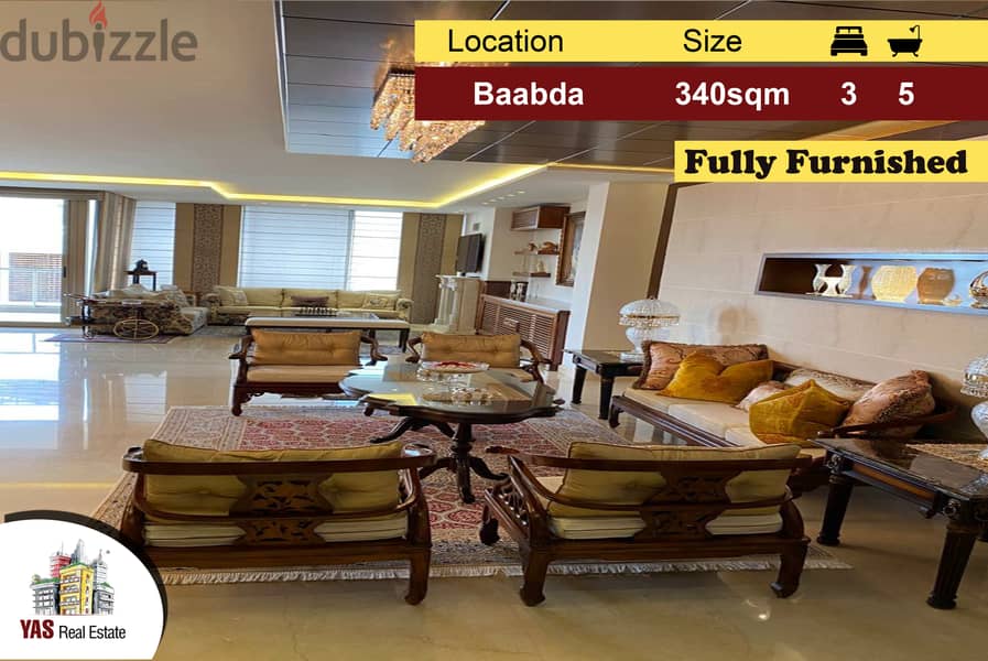 Baabda 340m2 | Fully Furnished | Flat | Luxury | View | Decorated |PA 0