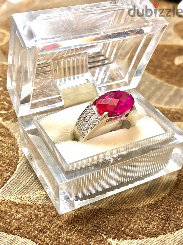 Ruby Ring silver 925 It is worn by both sexes, men and women original 1