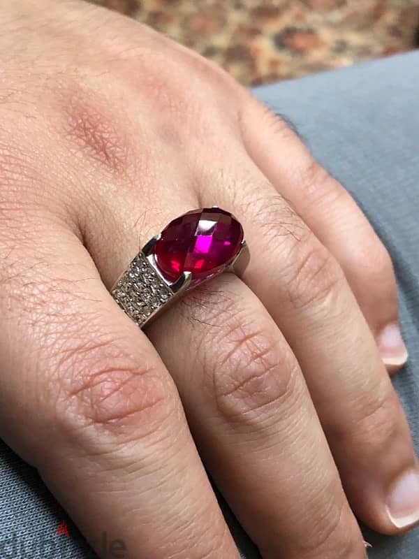 Ruby Ring silver 925 It is worn by both sexes, men and women original 3