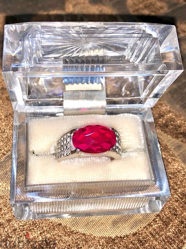 Ruby Ring silver 925 It is worn by both sexes, men and women original 6