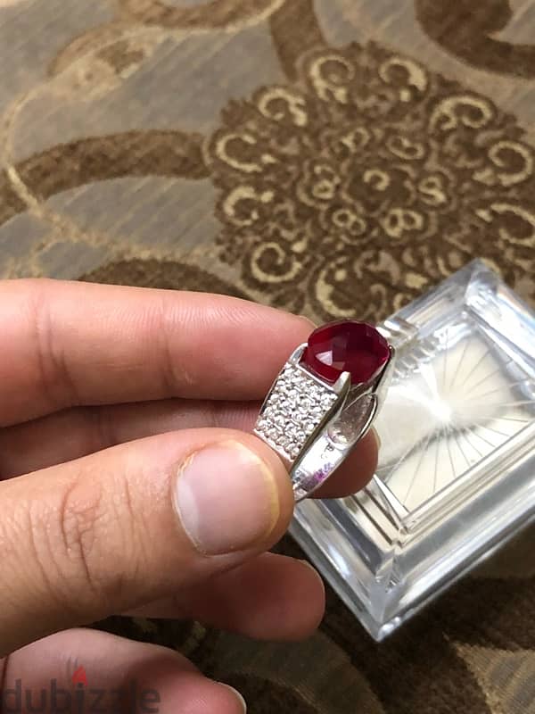 Ruby Ring silver 925 It is worn by both sexes, men and women original 8