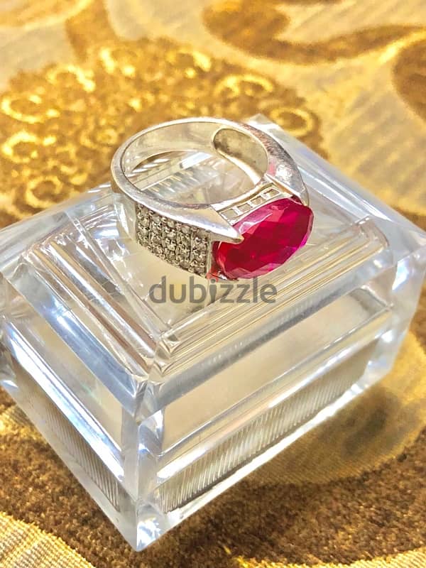 Ruby Ring silver 925 It is worn by both sexes, men and women original 9