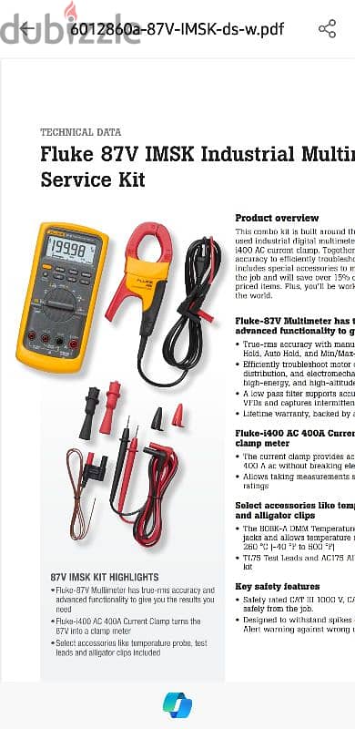 NEW Fluke 87V IMSK Industrial Multimeter Service Combo Kit 3