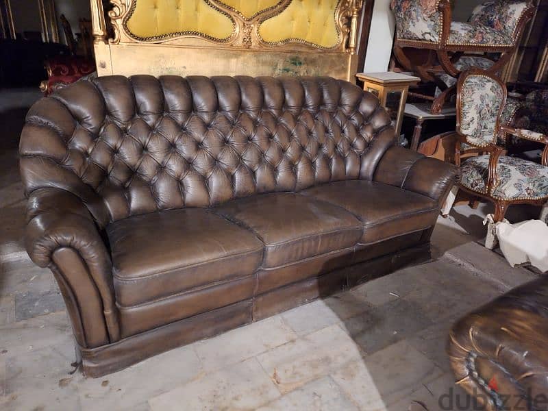 sofa chesterfield genuine leather original 2