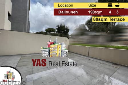 Ballouneh 190m2 | 80m2 Terrace | Private Entrance | View | New |