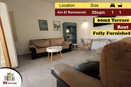 Ain El Remmaneh 25m2 | 60m2 Terrace | Rent | Furnished | View | AA/AMK