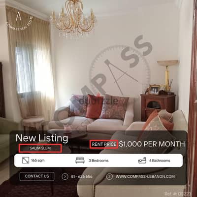 Amazing Furnished Apartment for Rent Salim Slem