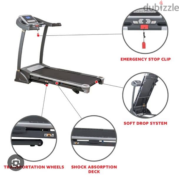 treadmill fitness automatic anicline  2hp motor power 1