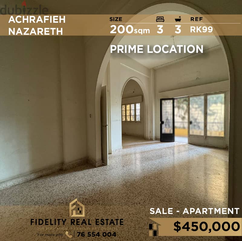 Apartment for sale in Achrafieh Nazareth RK99 0