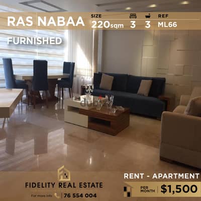 Apartment for rent in Ras el nabaa furnished ML66