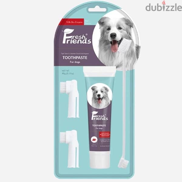 Fresh Friends Dog Dental Set - 1 toothpaste + 3 toothbrush 0