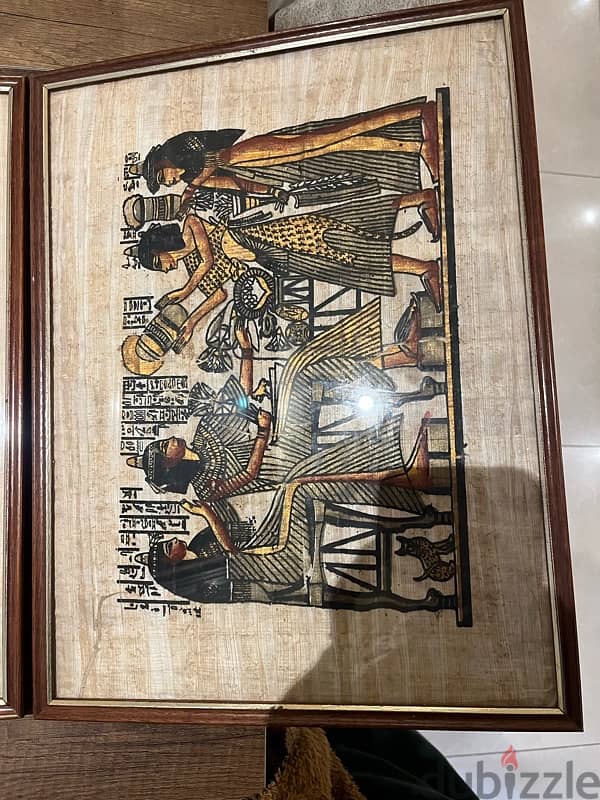 antique egyptian pharoahs pictures painted on wood paper 0