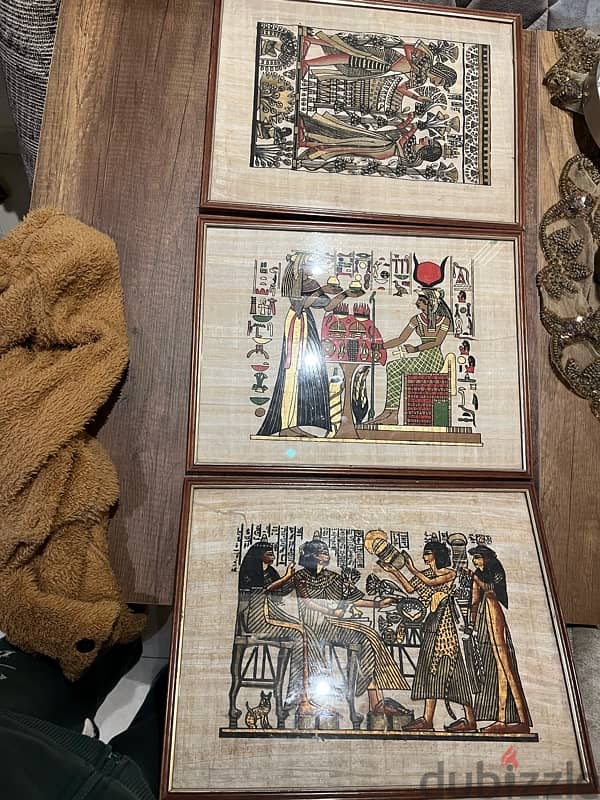 antique egyptian pharoahs pictures painted on wood paper 1