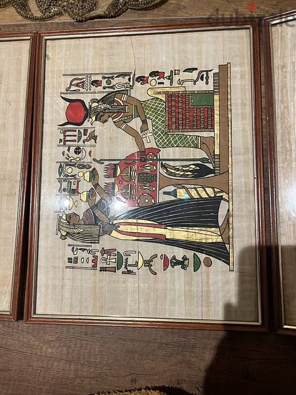 antique egyptian pharoahs pictures painted on wood paper 2