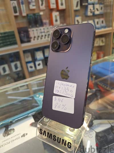 Used 14 pro max 256 gb purple battery:86%