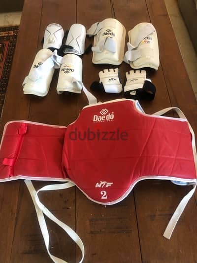 taekwondo full set of protectors age 7-8