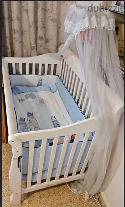 Wood baby Bed+mattress