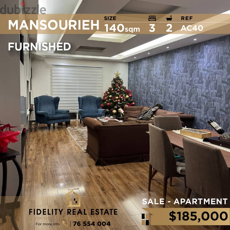 Apartment for sale in Mansourieh furnished AC40 0