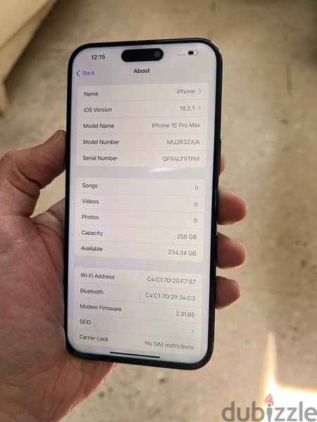 iphone 15 pro max 256gb 2 sim 91% battery sheshto mghayara 1