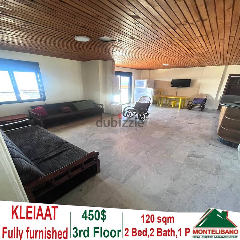 Fully Furnished 120sqm Apartment for rent in Kleiaat + mountains view 0