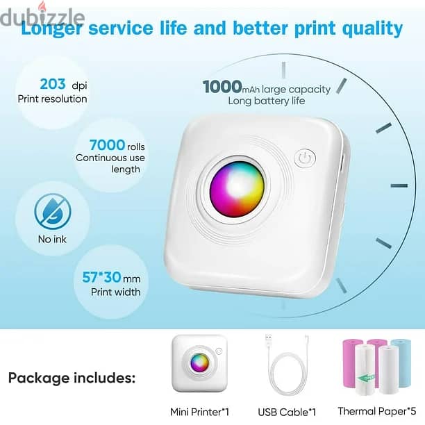 Mini Pocket Printer Wireless Portable 58mm Machine Connection for Pic 1