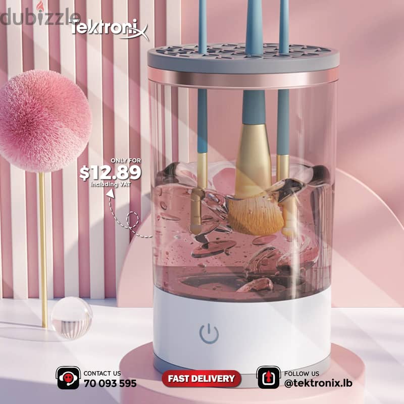 Electric Makeup Brush Cleaner Machine with Brush Mat 0