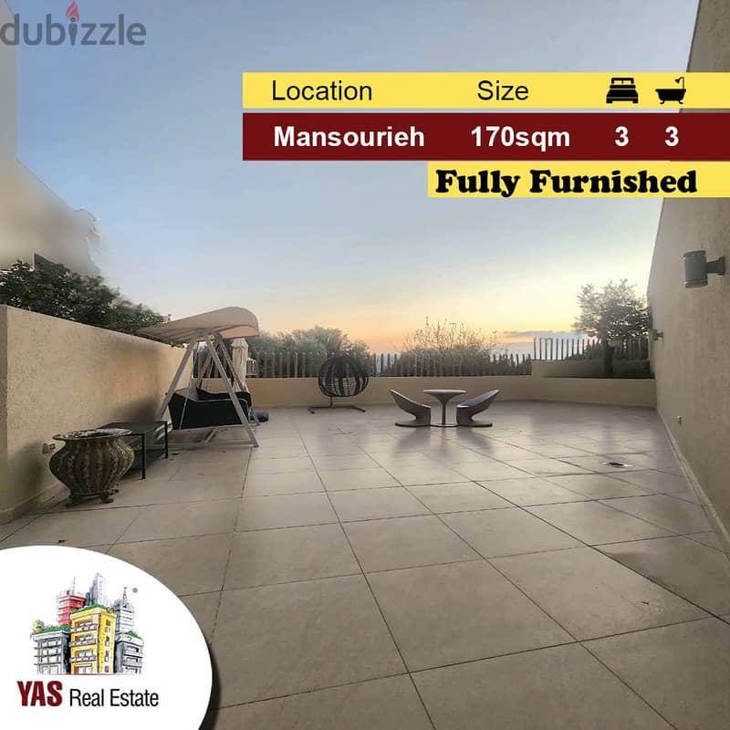 Mansourieh 170m2 | 180m2 Terrace | Furnished/Equipped | Luxury | PA 0