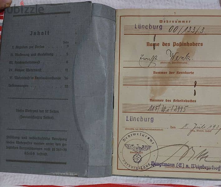 German Nazi Identification ID  for Solider World War Two WW II 2