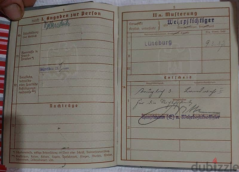 German Nazi Identification ID  for Solider World War Two WW II 3