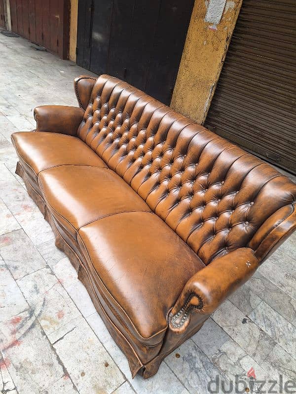 sofa chesterfield genuine leather buffalo 3