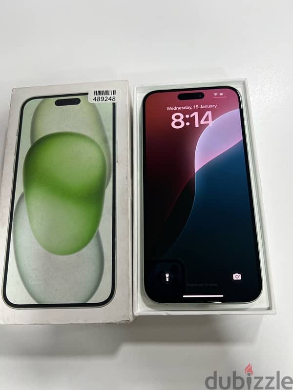 iphone 15 plus 128gb green Esim 1 cycle count new 2