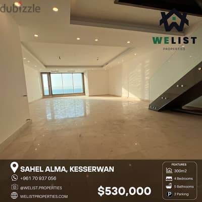 300sqm Duplex Apartment for sale in Sahel Alma - Jounieh, Kesserwan