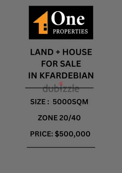 LAND + HOUSE FOR SALE IN KFARDEBIAN