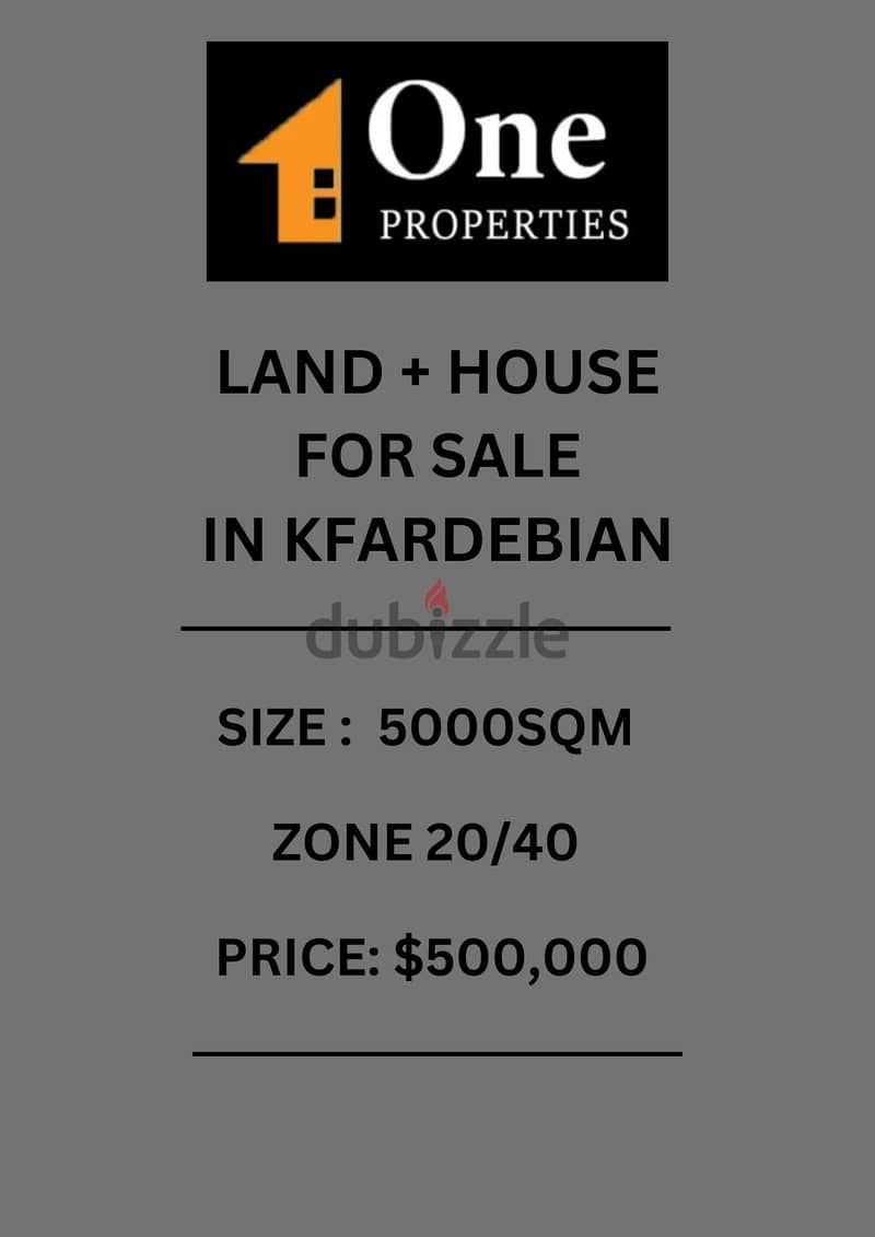 LAND + HOUSE FOR SALE IN KFARDEBIAN 0