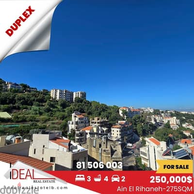 275 SQM Apartment Duplex for sale in Ain el Rihaneh REF#KZ267