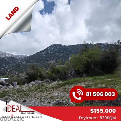 820 Sqm Land for sale in Feytroun, Keserwan REF#KZ231