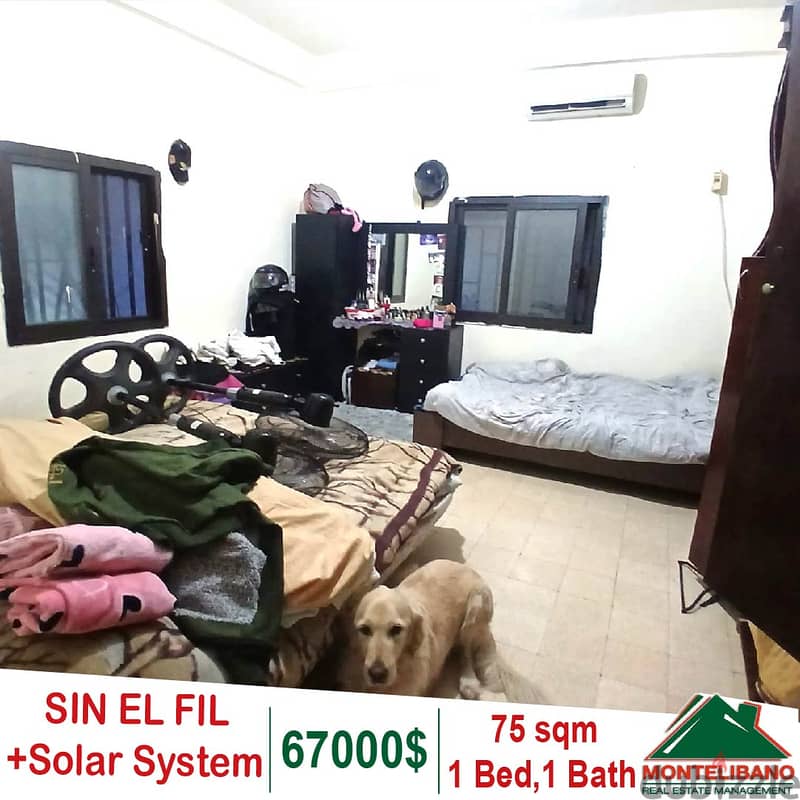 75 sqm apartment for sale in Sin El Fil (unfurnished) + Solar System 0