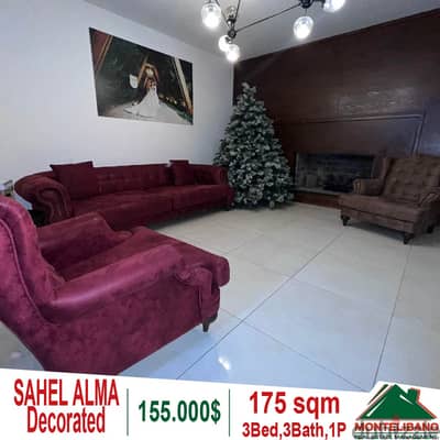 175 sqm decorated apartment for sale in Sahel Alma!!