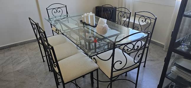 Dining Table and 8 Chairs Fer Forgé طاولة سفرة مع ٨ كراسي