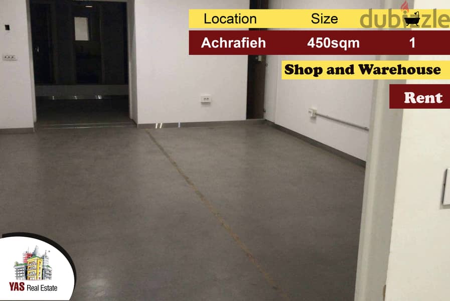 Achrafieh 450m2 | Shop andWarehouse | Rent | Mint Condition | MO 0