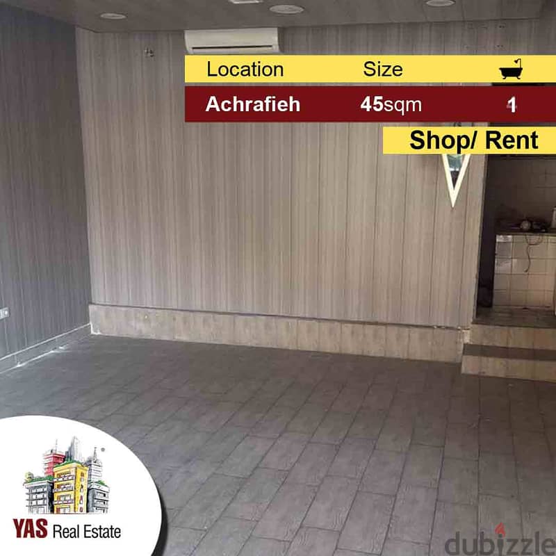 Achrafieh 45m2 | Shop | Mint Condition | Rent | Prime Area | MO | 0