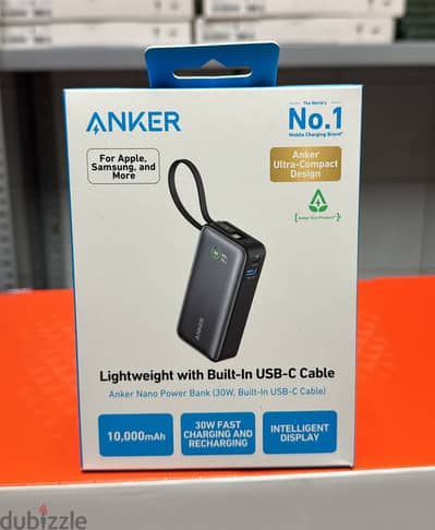 Anker Nano power bank 10000mah (30w,built-in usb-c cable)