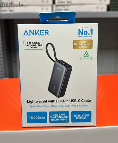 Anker Nano power bank 10000mah (30w,built-in usb-c cable) original &