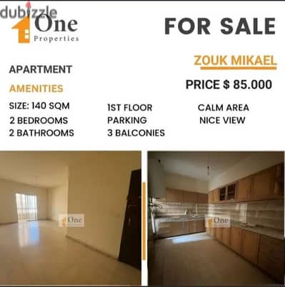 APARTMENT FOR SALE IN ZOUK MIKAEL