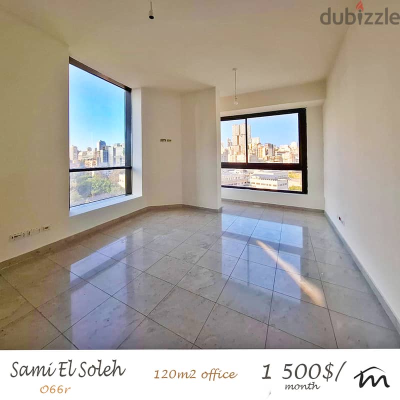 Sami El Soleh | Prime Location 120m² Office | 3 Rooms | Brand New 0